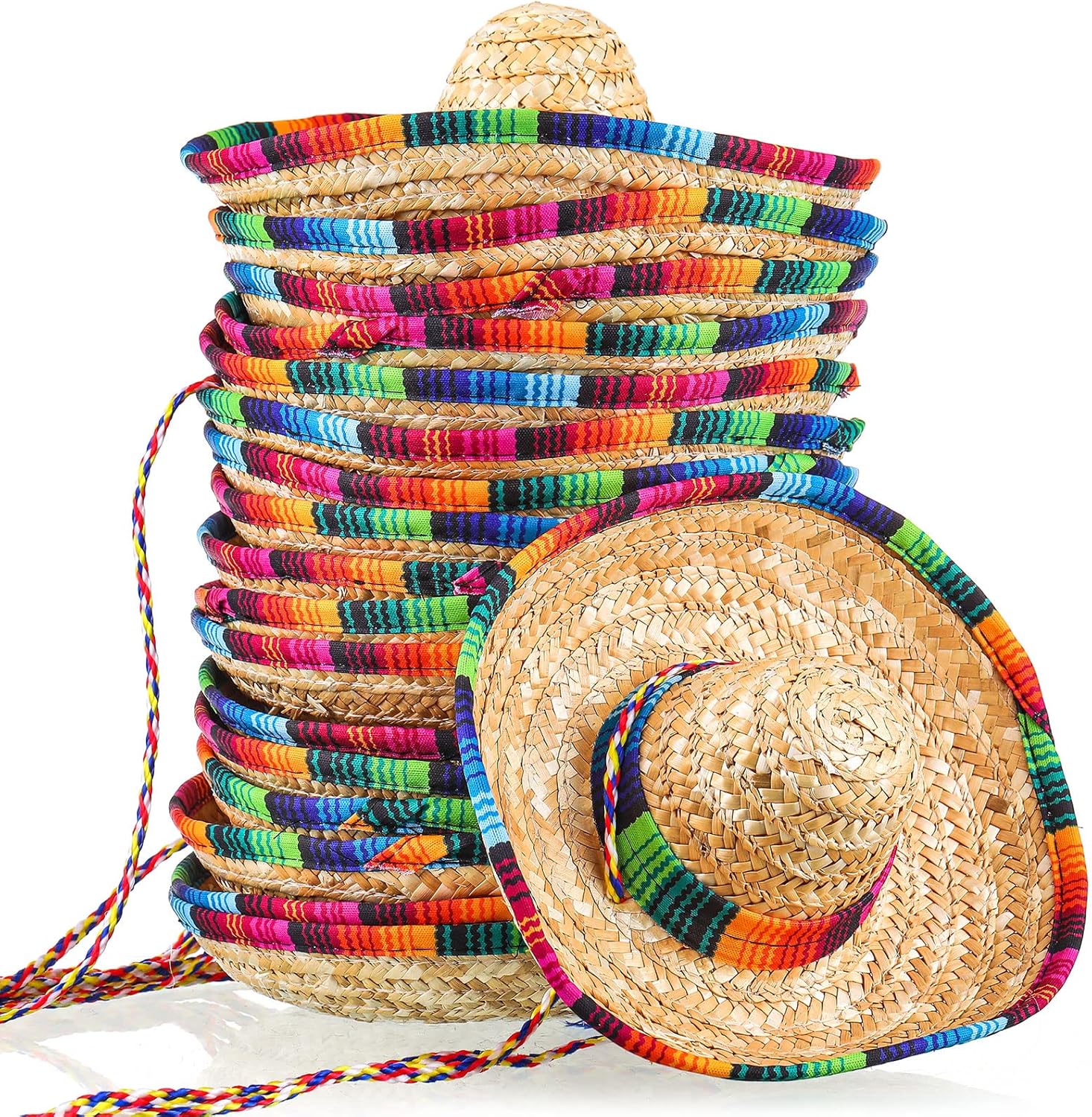 Ramede 18 Packs Mini Sombrero Party Hats 9 Inch Straw Cinco De Mayo Headband Mexican Party Decorations for Kid Pet Supplies Fiesta Decorations