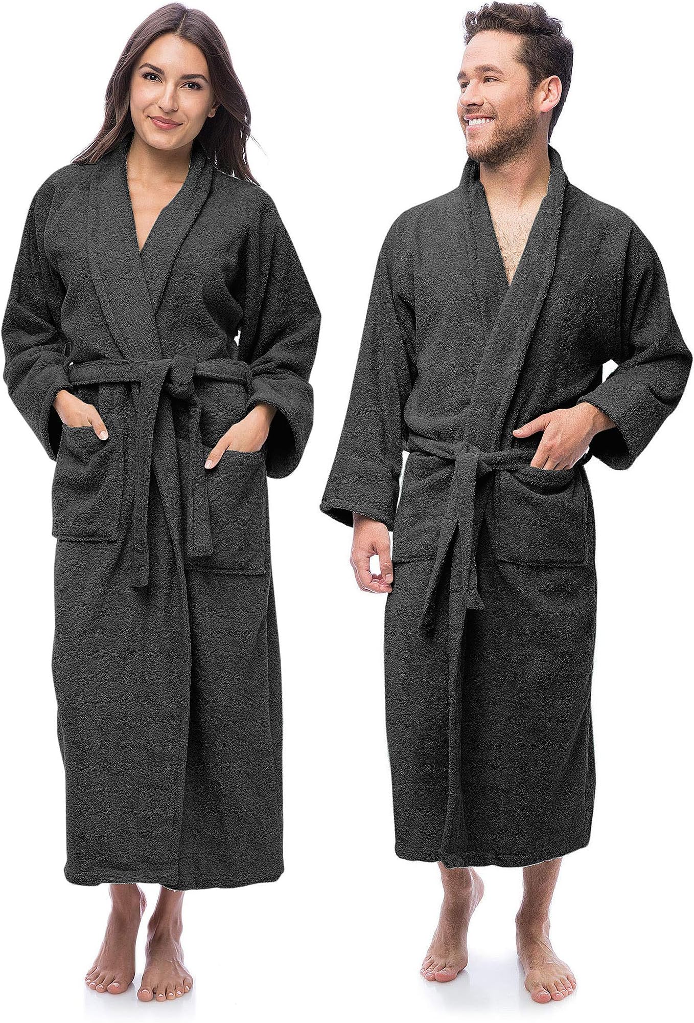 Luxury Cotton Terry Shawl Collar Bathrobe for Men & Women 100% Combed Terry Unisex Spa Robe