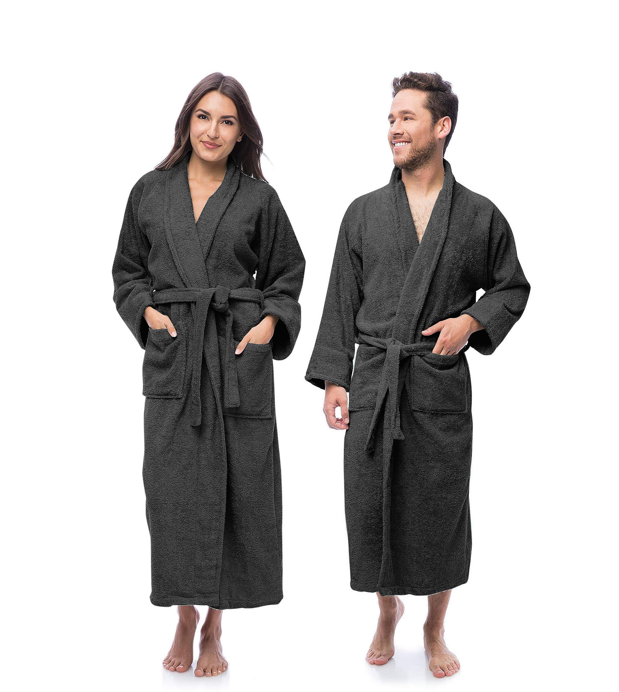 Luxury Cotton Terry Shawl Collar Bathrobe for Men & Women 100% Combed Terry Unisex Spa Robe