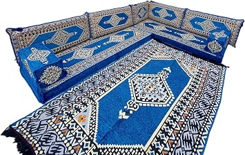 arabicsofa L Shaped Oriental Sectional Sofas Royal Blue Modular Corner Seating Set Washable Floor Sofa Covers