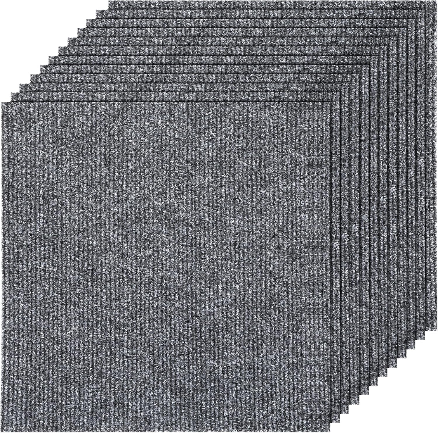 CertBuy 36 Pack Self Adhesive Carpet Floor Peel Tile Square, 11.8x11.8 Inch Carpet Squares, Self Adhesive Carpet Floor Tiles for Kitchen Bedrooms Indoor Outdoor(Light Gray)