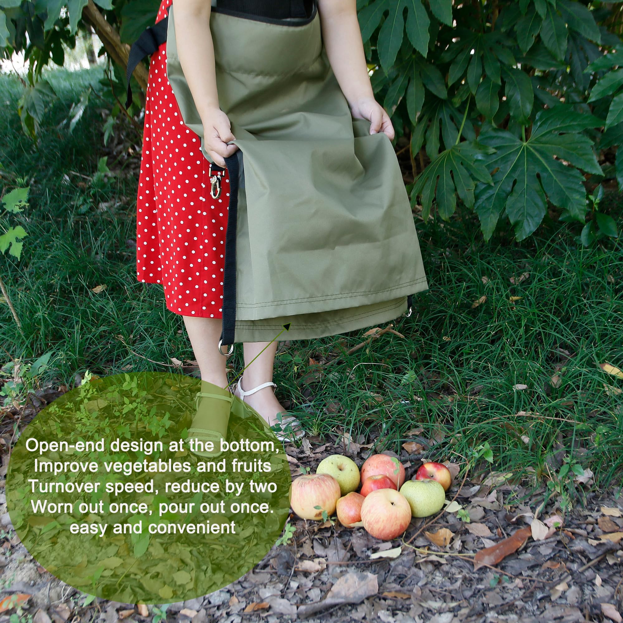 Harvest - Bolsa para recoger frutas, delantal de jardinería, bolsa de almacenamiento de manzana, resistente y ajustable, para cosecha al aire libre, huerto, granja, jardín, Ejercito Verde, Talla única