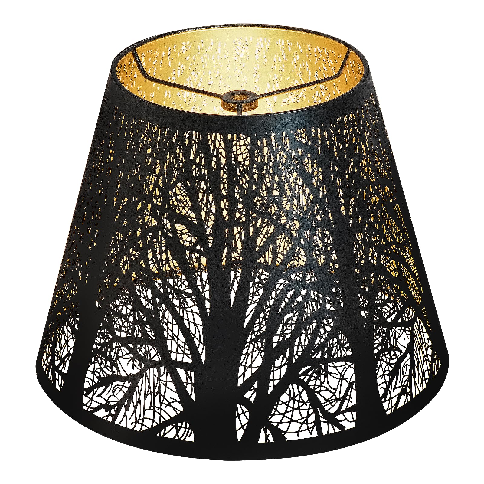 Small Lamp Shade, ALUCSET Barrel Metal Lampshade with Pattern of Trees for Table Lamp and Floor Light, Top Diameter 6 X Bottom Diameter 10 X Height 7.5 Spider