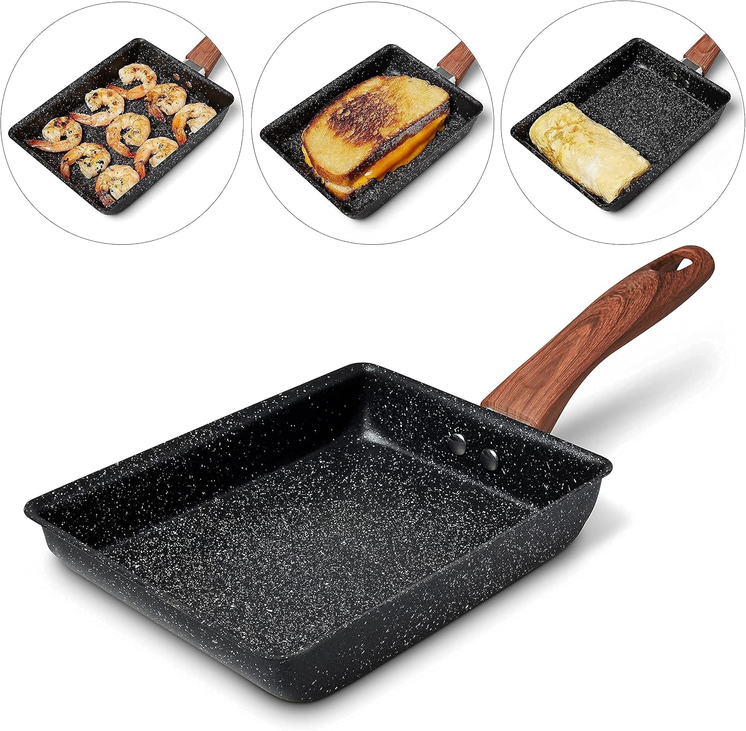 Tamagoyaki Pan / Egg Pan / Japanese Omelette Pan / Pancake Pan / Omelette Pan / Square Frying Pan, Safe Non-stick Coating, Cooktop Safe, Black, 5" x 7": Home & Kitchen