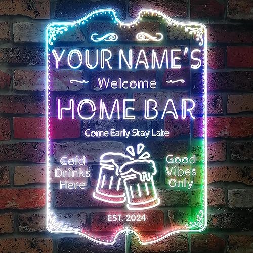 Miniatura 43 de ADVPRO Letrero de neón LED de un solo color personalizado con tu nombre para bar casero de cerveza con año de establecimiento 16 x 12 pulgadas