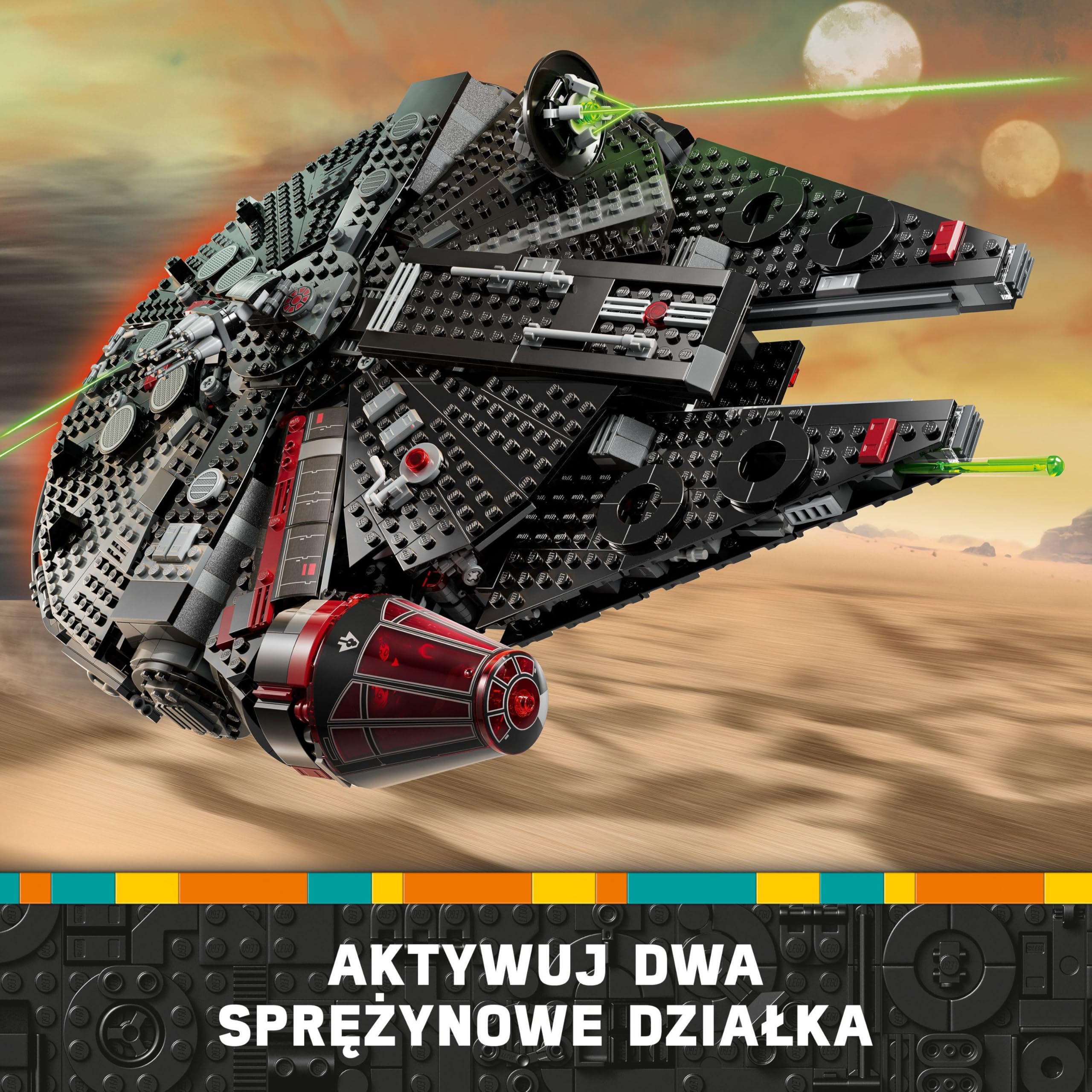 LEGO Star Wars Mroczny Sokół Millennium 75389 | Statek kosmiczny, zabawka dla 10-latka, prezent Star Wars dla dzieci, klocki dla chłopca i dziewczynki, 1579 elementów