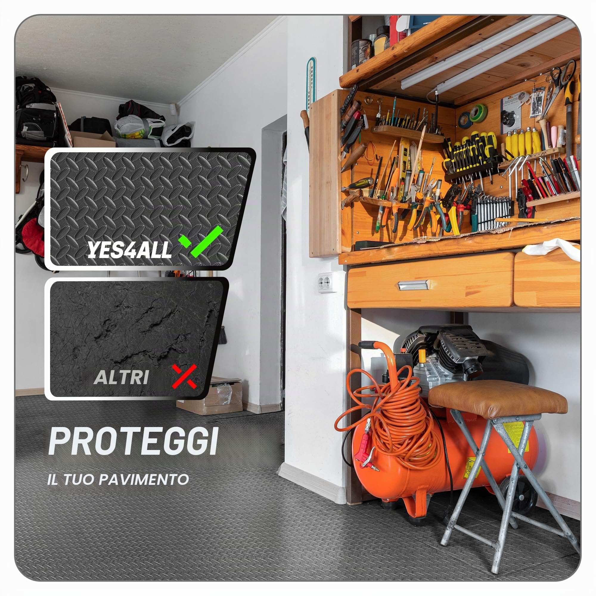 Yes4All 8YCR Tappeto ad incastro-12SQFT, 1,1 m² (12 piastrelle), grigio