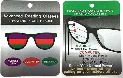 Miniatura 4 de SA106 Gafas de lectura progresivas para hombre con borde de metal Officer Pilot Multi 3 Power Focus