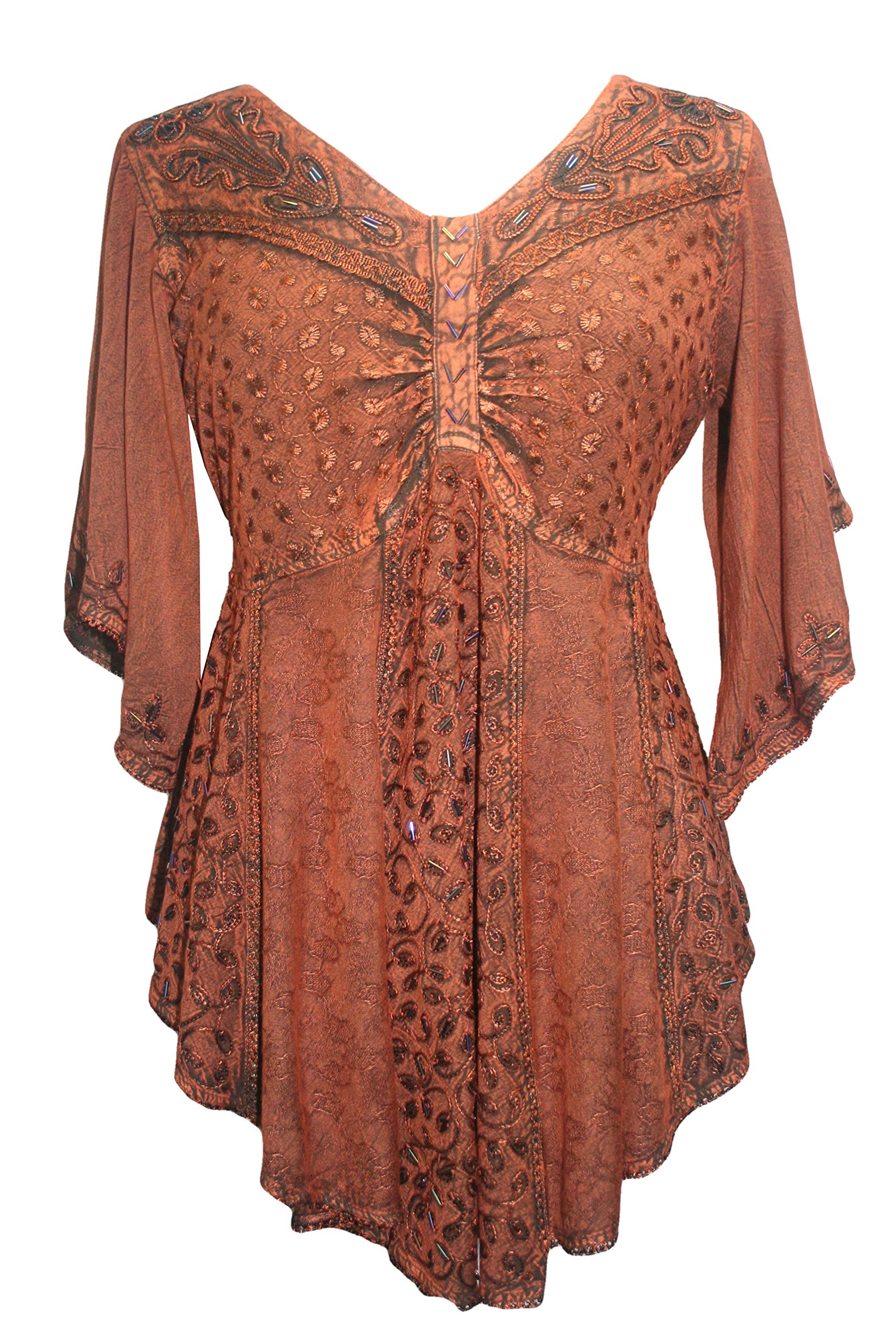 Agan Traders2025 Spring Boho Embroidered Blouses for Women, Butterfly Beaded Bell Sleeve Dress Tops for Women