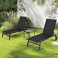 Vista 11 de Patio Chaise Lounge Chair with Wheels, Set of 2 Outdoor Lounge Chairs with Adjustable Backrest, Waterproof Poolside Lounge Chairs