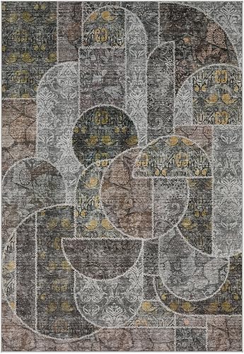 Miniatura 4 de Alfombra lavable de 5 x 7 pies para dormitorio, alfombra suave de pelo bajo para sala de estar con parte trasera antideslizante, alfombra de suelo