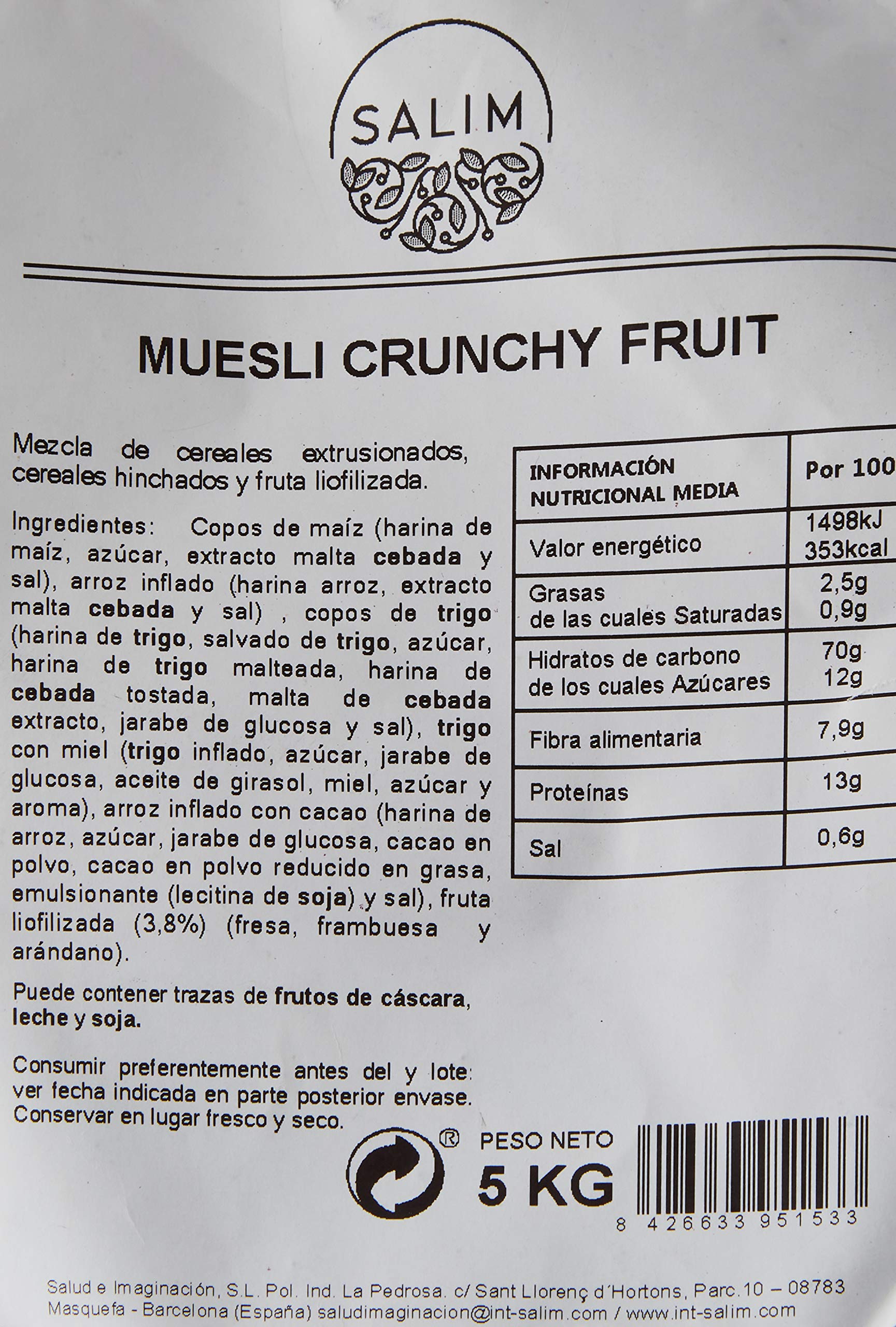 Granel Muesli Crunchy Fruit 5 Kg 5000 g