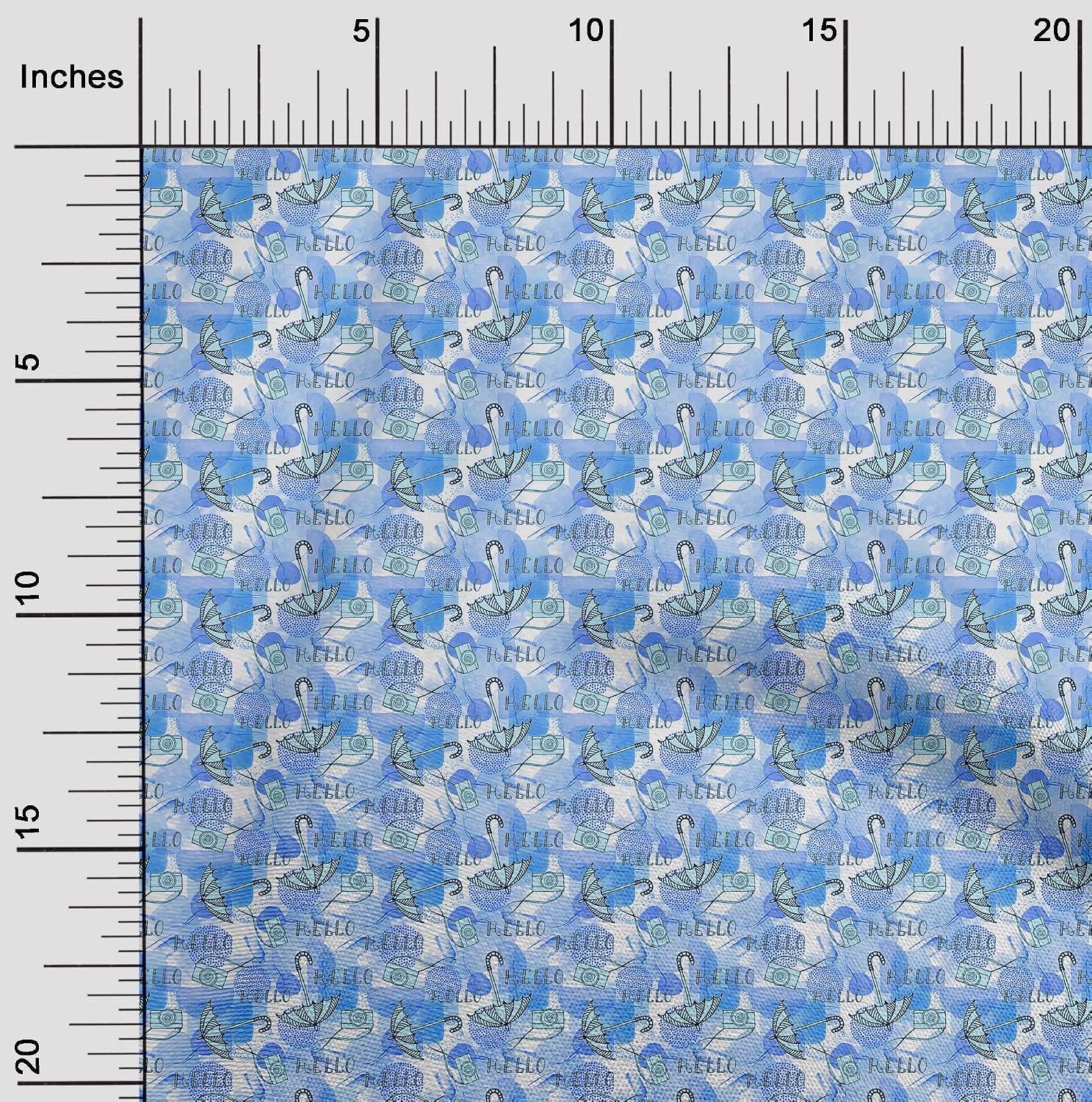 oneOone Cotton Flex Light Blue Fabric Travel Sewing Fabric By The Yard Printed DIY Clothing Sewing Supplies 40 Inch Wide image 2