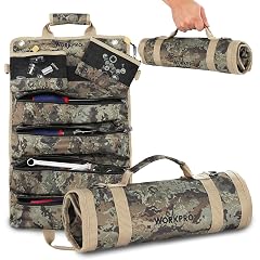 WORKPRO Roll Tool Bag with Detachable Pouches Heavy Duty Organizer - 6 Pockets for Mechanics Electricians Plumbers Carpenters