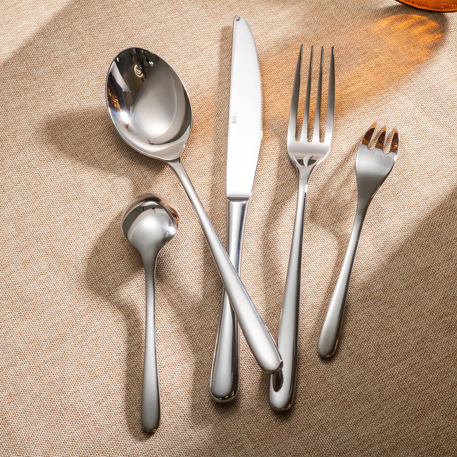 Alata Vienna 18/10 acciaio inox lucido, set di posate 6 persone, posate 30 pezzi, lucido, lavabile in lavastoviglie