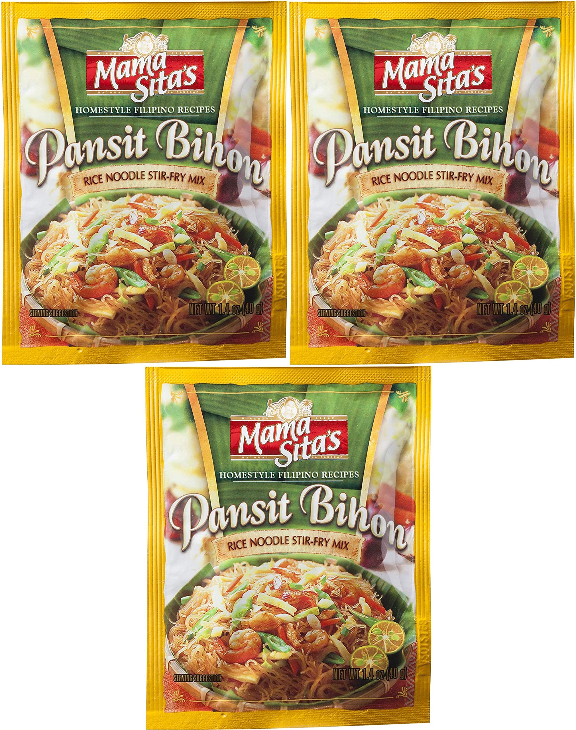 Mama Sita's - Pansit Bihon / Rice Noodle Stir -Fry Mix - Homestyle Filipino REcipe - 1.4 OZ / 40 G - Product of the Philippines Pack of 3