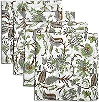 Vista 24 de CPC Servilletas de Tela 100% Algodón Juego de 4 Servilletas Reutilizables, Servilleta de Cena Floral Toile con Estampado de Bloques Indios, Regalo