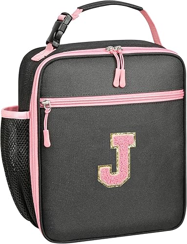 Miniatura 21 de Lonchera con inicial para mujeres y niñas, lonchera aislada con letra de monograma, bonita lonchera térmica personalizada para adolescentes, niños y