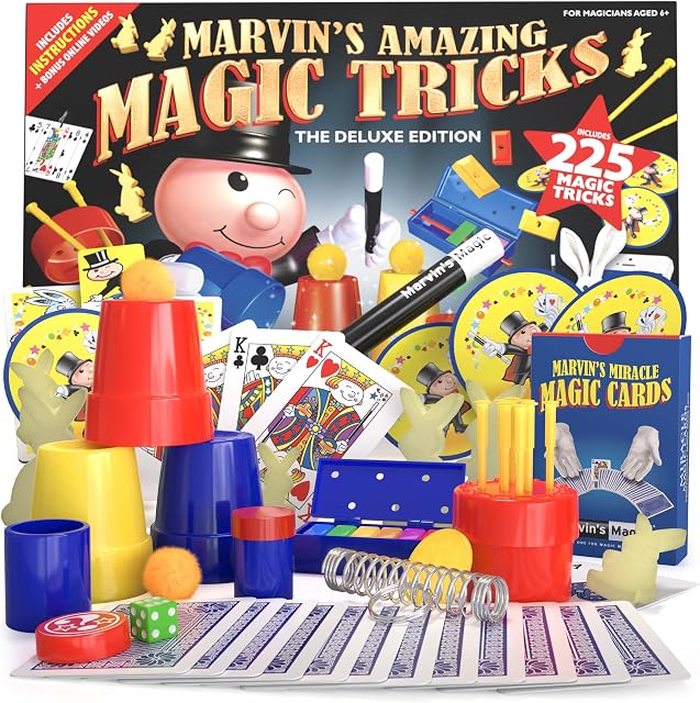 Marvin's Magic - Kids Magic Set - Box Of Tricks, Amazing Magic Tricks For Kids - Magic Made Easy Range - Includes Magic Wand, Card Tricks + Much More - Suitable For Age 6+ - 225 Magic Tricks