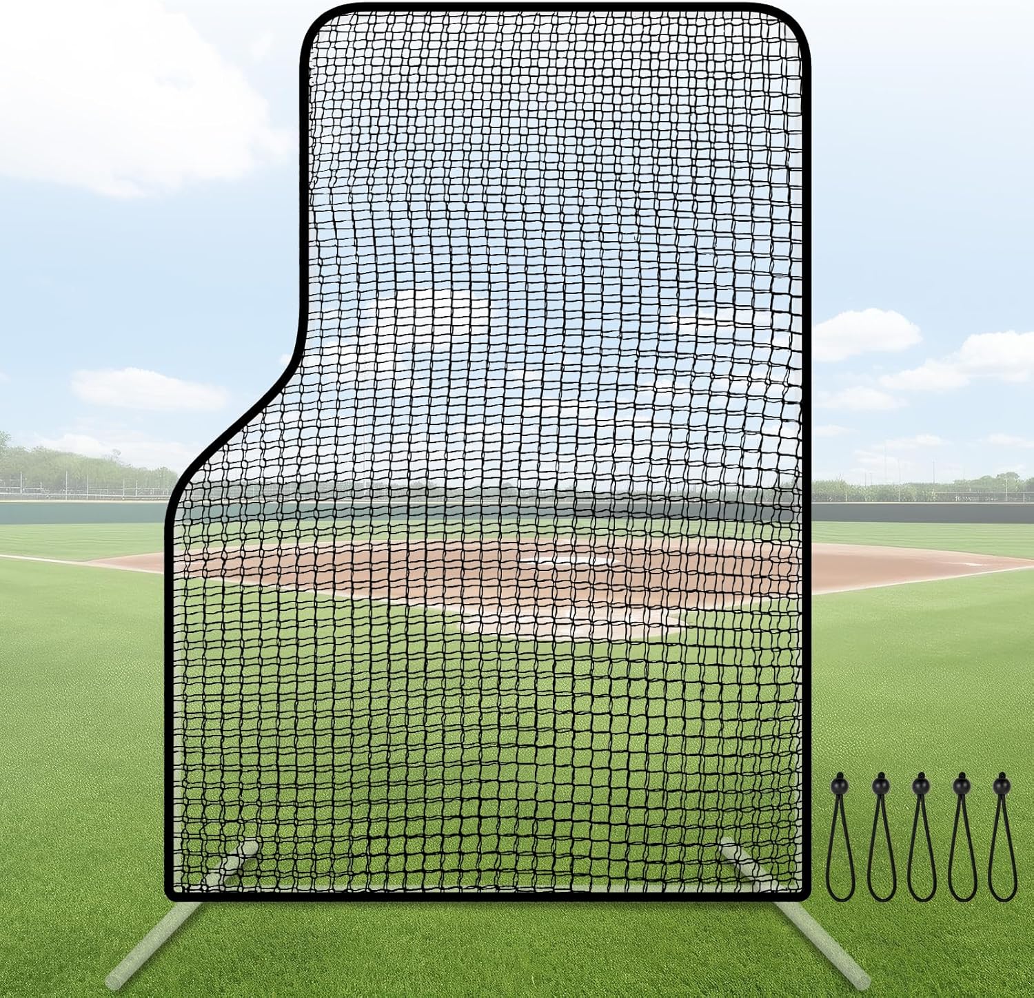 7x5 ft L Shaped Replacement Net 45 Ply Baseball Screen Replace Suitable for 1.5in Diameter Tube, Only Net Without Frame