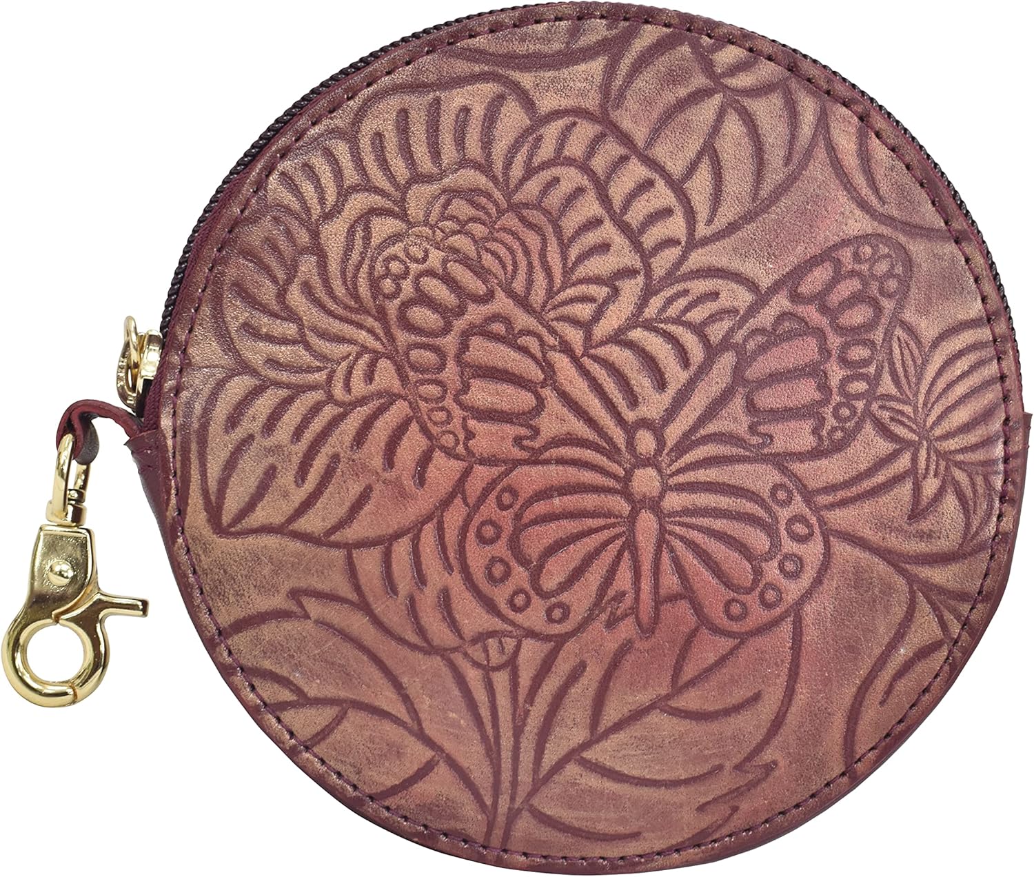 Anuschka Women's Original Hand Painted Genuine Vegetable Tanned Leather Round Coin Purse