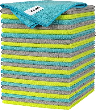 FIXSMITH Microfiber Cleaning Cloth - Pack of 24, Multi-Functional Cleaning Towels, Size 12 x 16 in, Highly Absorbent Cleaning Rags, Lint-Free, Streak-Free Cleaning Cloths for Car Kitchen Home Office