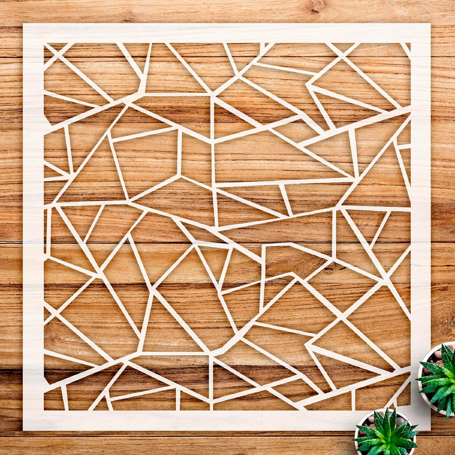 Abstract Geometric Fusion Stencil for Wood Signs and Walls, Reusable Mylar Template, Ideal for Home Decor and Creative Projects - Size A2 (16.5" x 16.5")