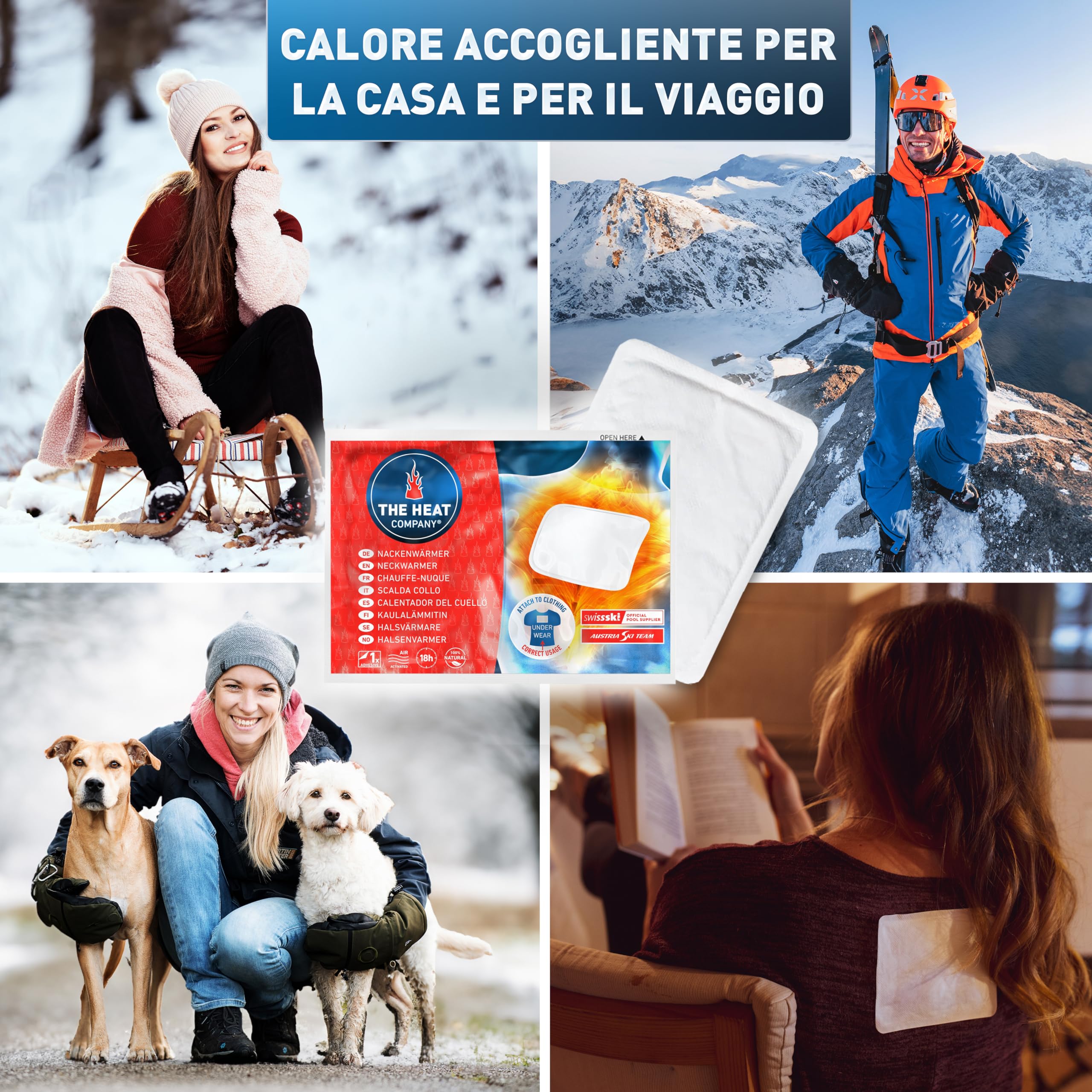 THE HEAT COMPANY Scalda-Collo - EXTRA CALDO - adesivo - Scaldacorpo - 18 ore di piacevole calore - pronti all'uso - autoriscaldante - puro naturale - 3 pezzi