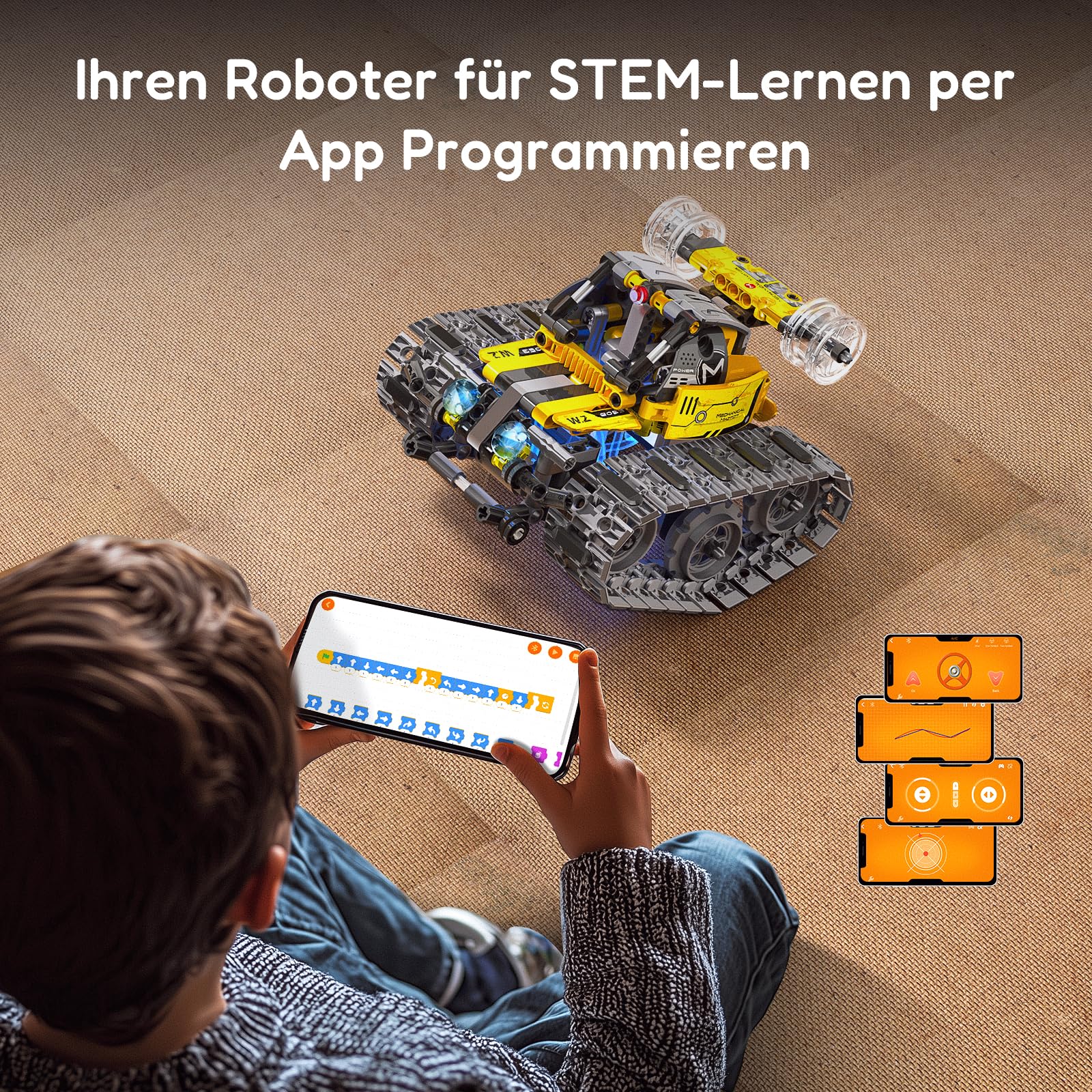 IKUPER 6-in-1 Roboter-Bausatz ab 8 Jahren mit App und Fernsteuerung | MINT Bausteine Spielzeug, Programmierbares Set für Jungen, Kinder-Geschenk zu Geburtstag und Weihnachten, 631 Teile