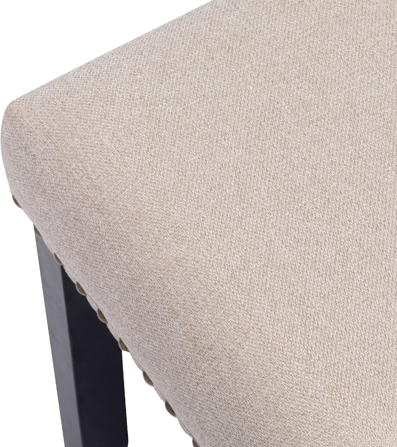 DUHOME Upholstered Entryway Bench, Fabric Bedroom Bench Ottoman Bench End of Bed Bench Dining Bench with Nailhead Trim Wooden Legs for Living Room Dining Room, Cream