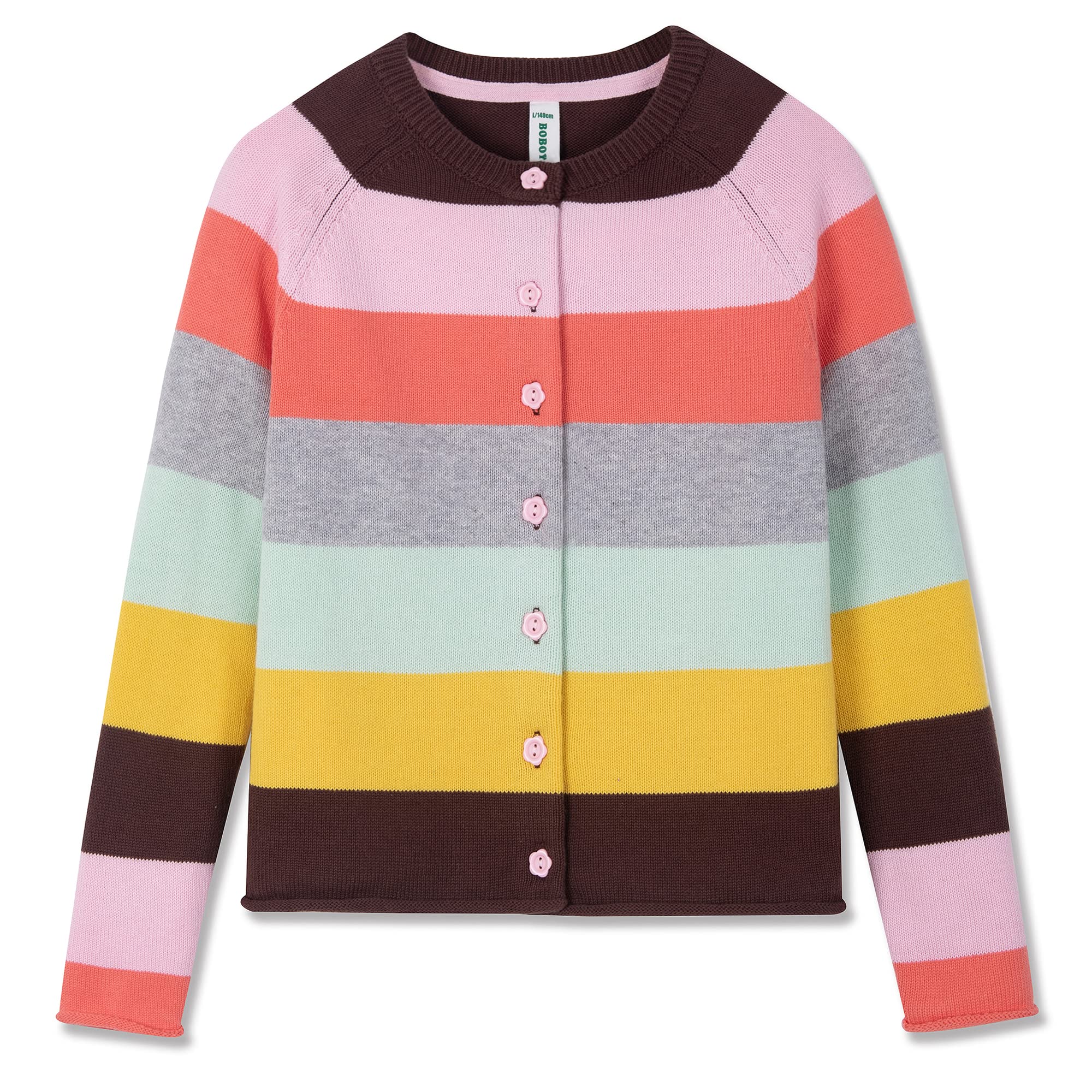 BOBOYOYO Girls Cute Cardigan 100% Cotton Rainbow Kids Cardigan Sweater