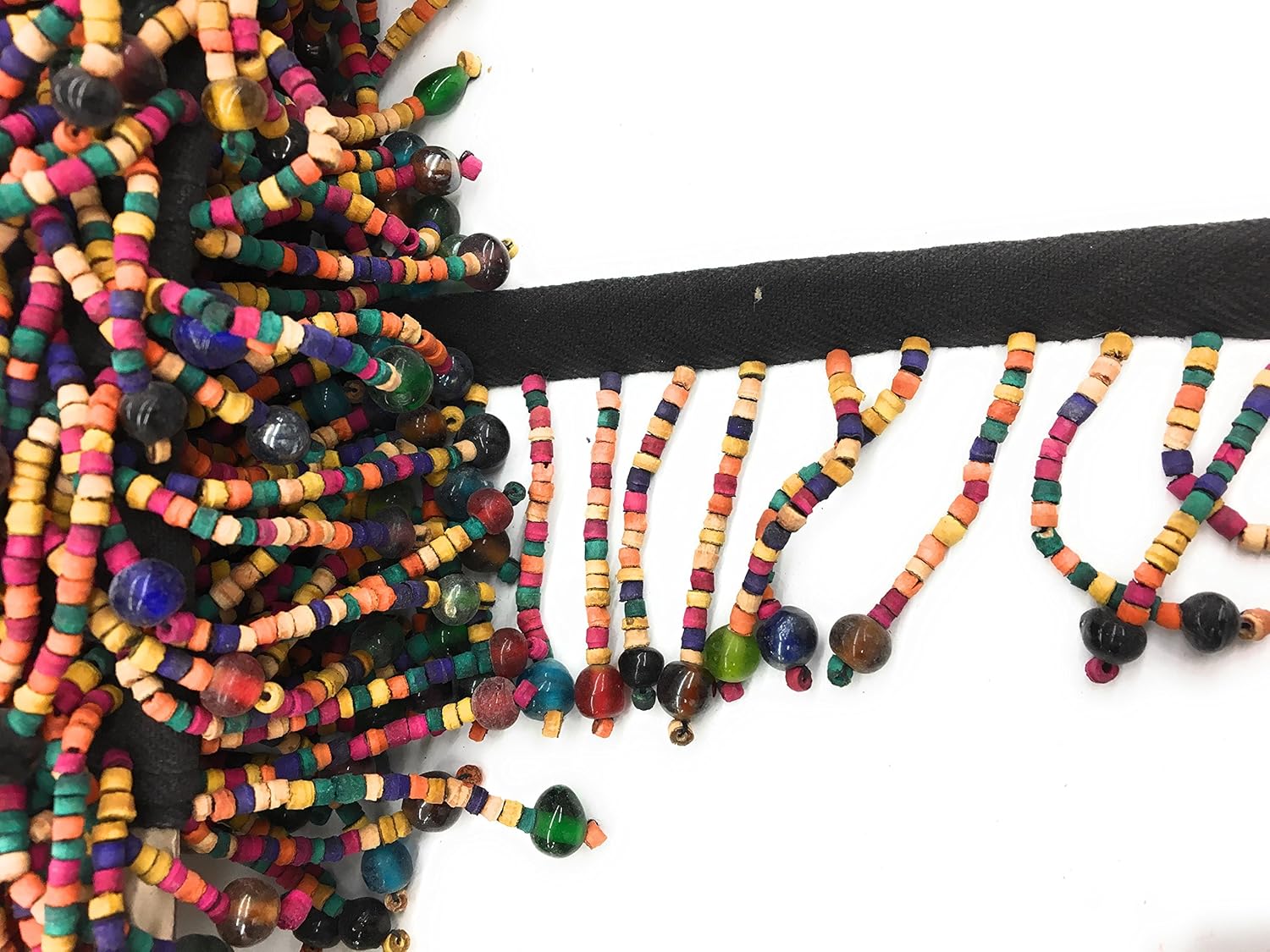 2 inch Multicolor Wood Bugle Beaded Fringe Trim by 10-yards- lamp fringe , clothing