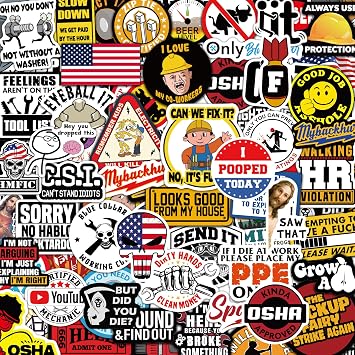112PCS Funny Hard Hat Stickers for Adults - Waterproof Vinyl for Welding Helmet, Tool Box, Electrician, Mechanic Tools - Blue Collar Gifts for Men, Mechanic, Co-Workers