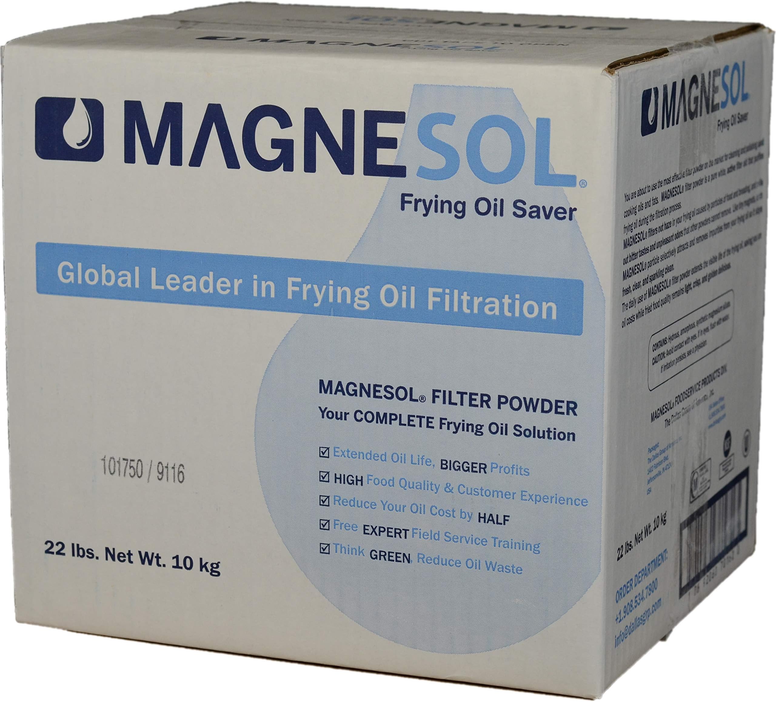 Dallas Group | 1 x 22 lb Box Magnesol XL Fryer Filter Powder | Item 700162 | Deep Fryer FryPowder | Save Fryer Oil, Extend Oil Life, Fry Oil Cleaner, (1 x 22 lb box) (Each)
