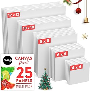 Chalkola Paint Canvases for Painting Multipack - 25 Pack Square Canvas P...