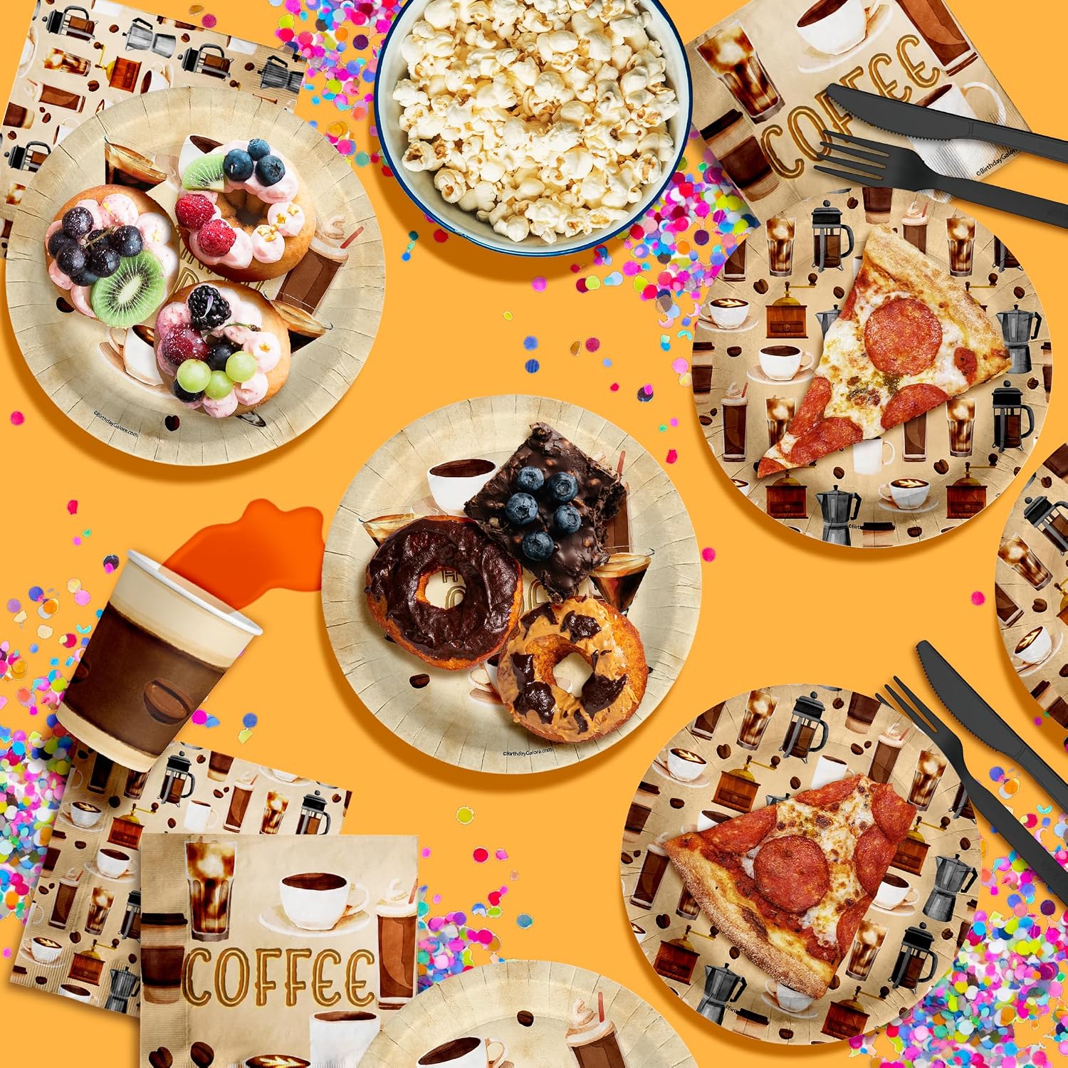 Tini Bit Older Coffee 21st Birthday Party Supplies - 64 Piece Twenty-First Birthday Tableware Set Includes Large 9" Dinner Plates and 8" Dessert Paper Plates Napkins Cups - Kit for 16