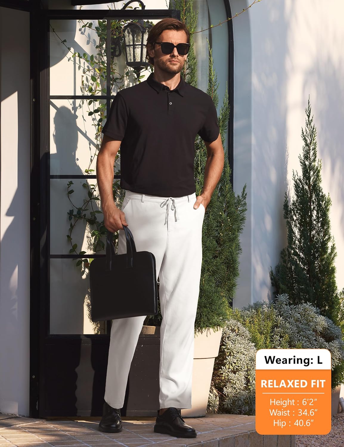 ISEEGZ 30" Men's Linen Pants Casual Dress Pants Drawstring Lightweight Business Trousers with 4 Pockets Beach Summer
