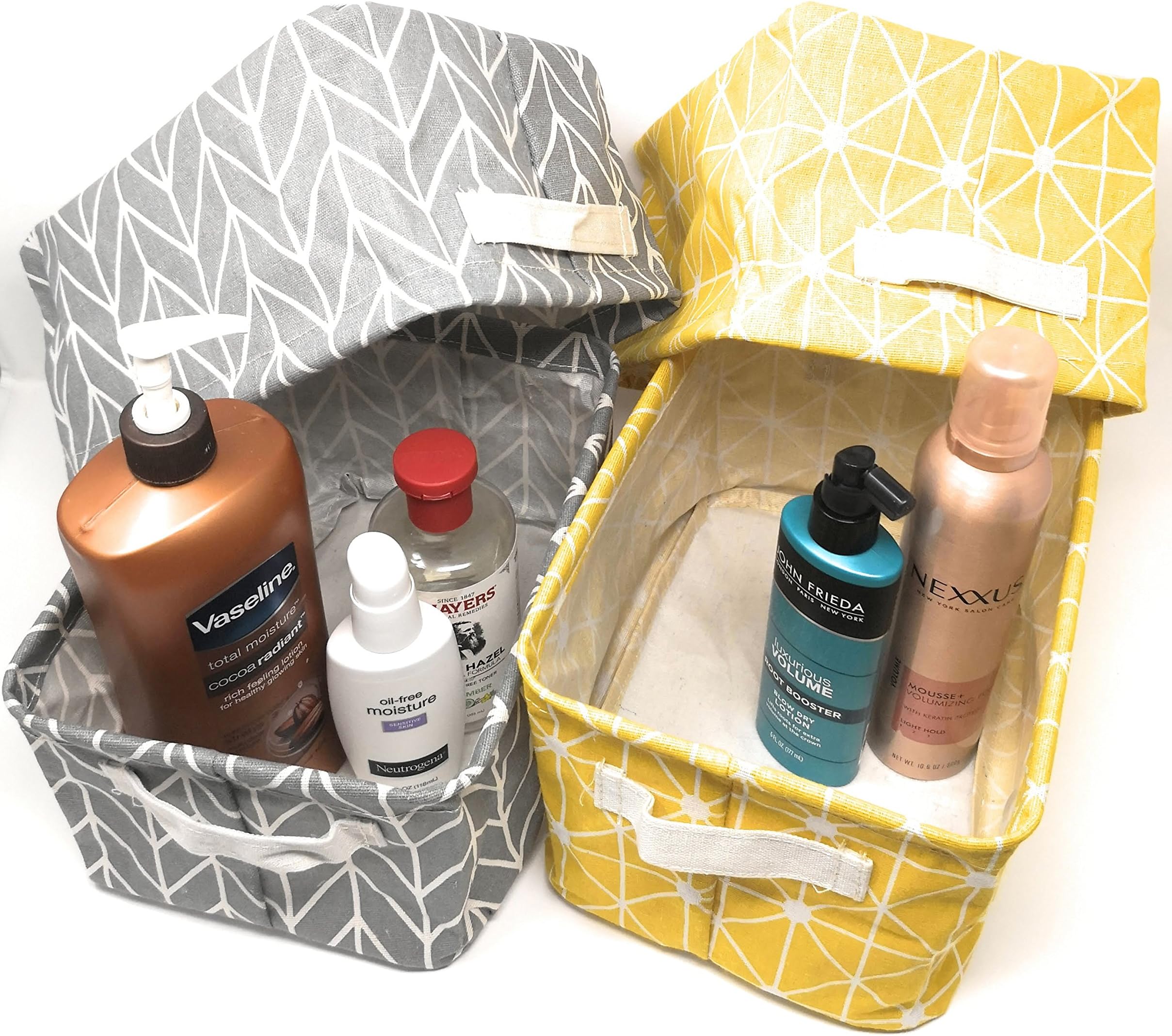 ECOHIP 4-Pack Small Storage Bins Fabric Desk Organizer Baskets Closet Drawer Divider Grey