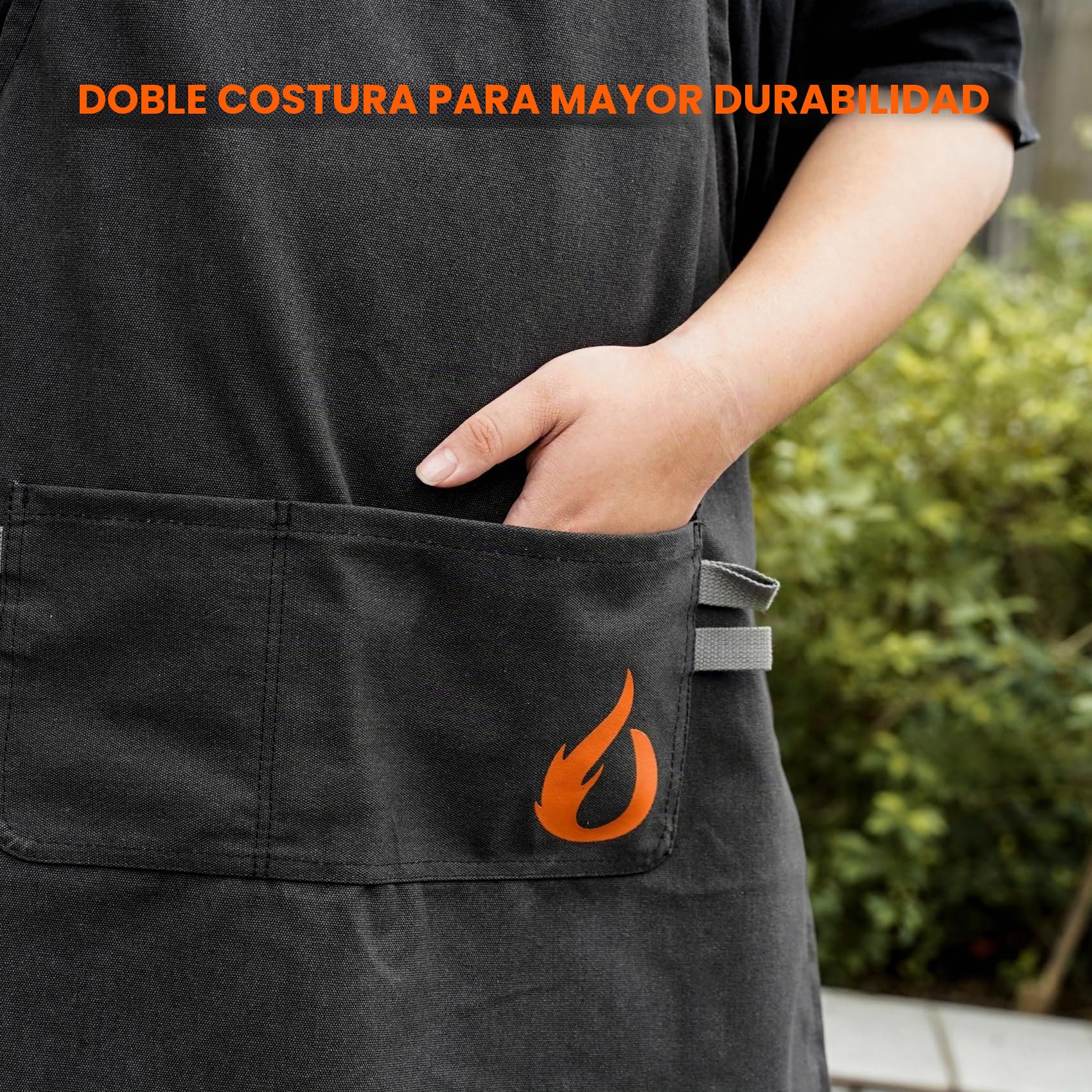 onlyfire Mandiles de Cocina Ajustable, Delantal Impermeable con 2 Bolsillos, Delantales Cocina con 127cm Tirantes Largos para Mujeres y Hombres, Delantal Cocina Mujer para Barbacoas, Jardinería