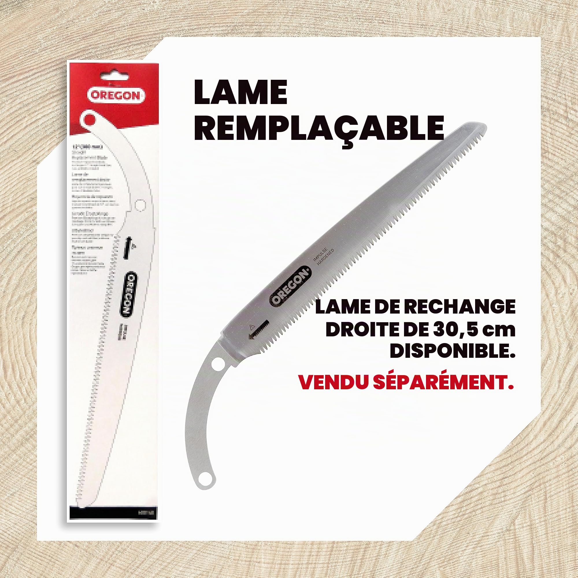 Oregon - Scie à Main à Lame Droite 12" en Acier Japonais à Haute Teneur en Carbone, Résistant à la Rouille, Fourreau de Sécurité Inclus (600138)