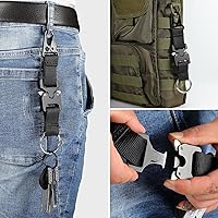 Vista 5 de Tactical Keychain with Heavy Duty Quick Release Metal Buckle, EDC Gear Clips with HK Clip and Stainless Steel Ring Black - (Pack of 2)