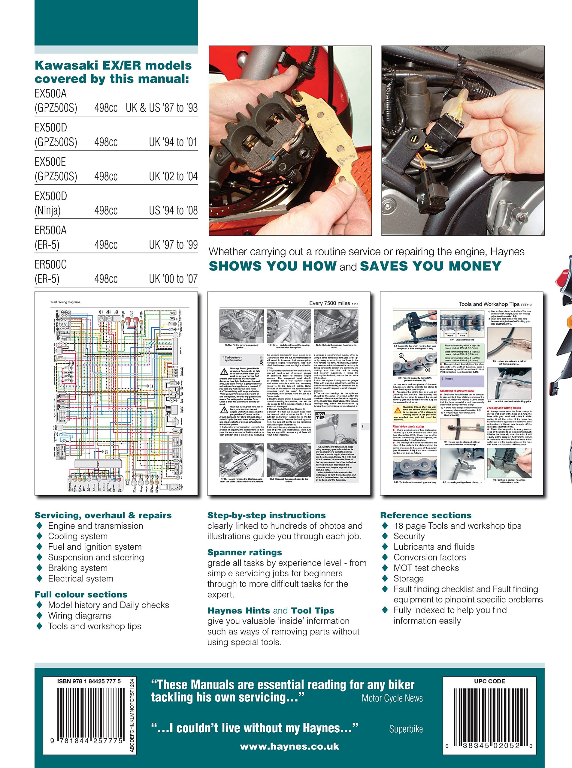 Kawasaki EX500 (GPZ500S) & ER500 (ER-5) (87-08) Haynes Repair Manual (Paperback) - Image 2
