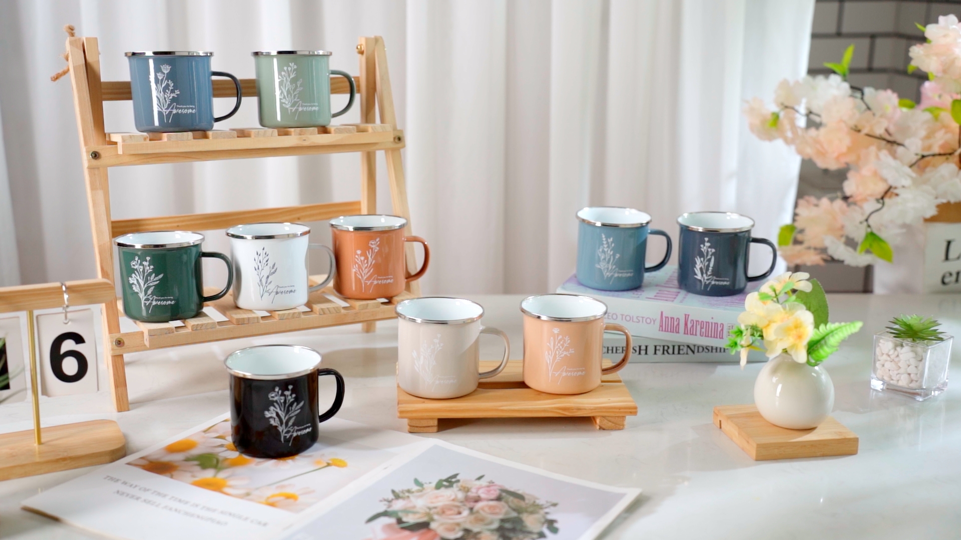 10 Piezas Tazas Esmaltadas Inspiracionales 12 oz miniatura 7