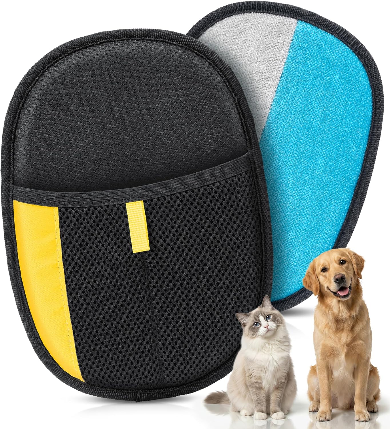 Bispoy Pet Hair Removal Glove for Dogs & Cats - Upgraded Reusable Electrostatic Pet Hair Glove, Pet Hair Remover Tool for Laundry, Couch, Carpet & Car Seat, Gentle Grooming Mitt