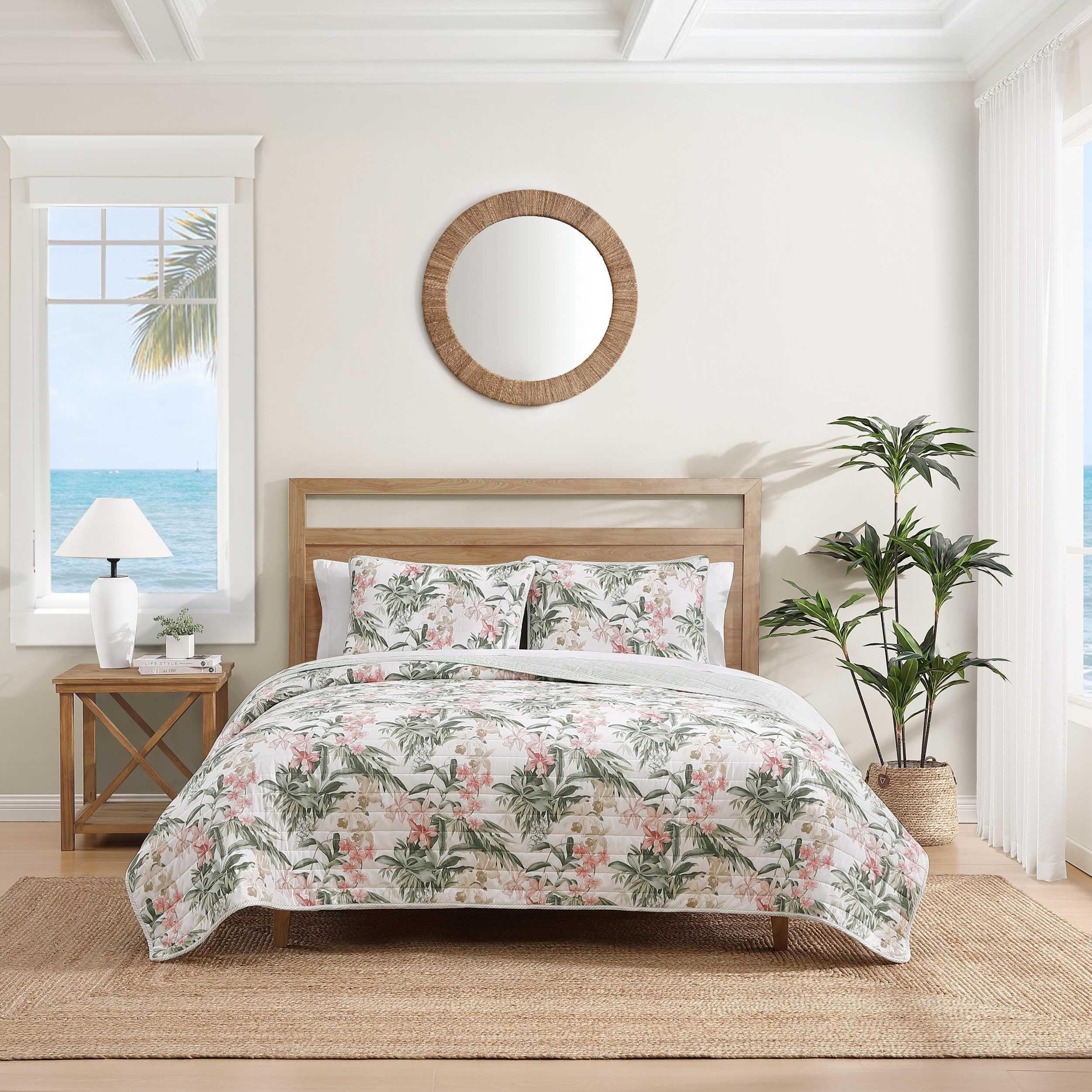 Parure de lit en coton Tommy Bahama réversible avec taies rose orchidée très grand lit