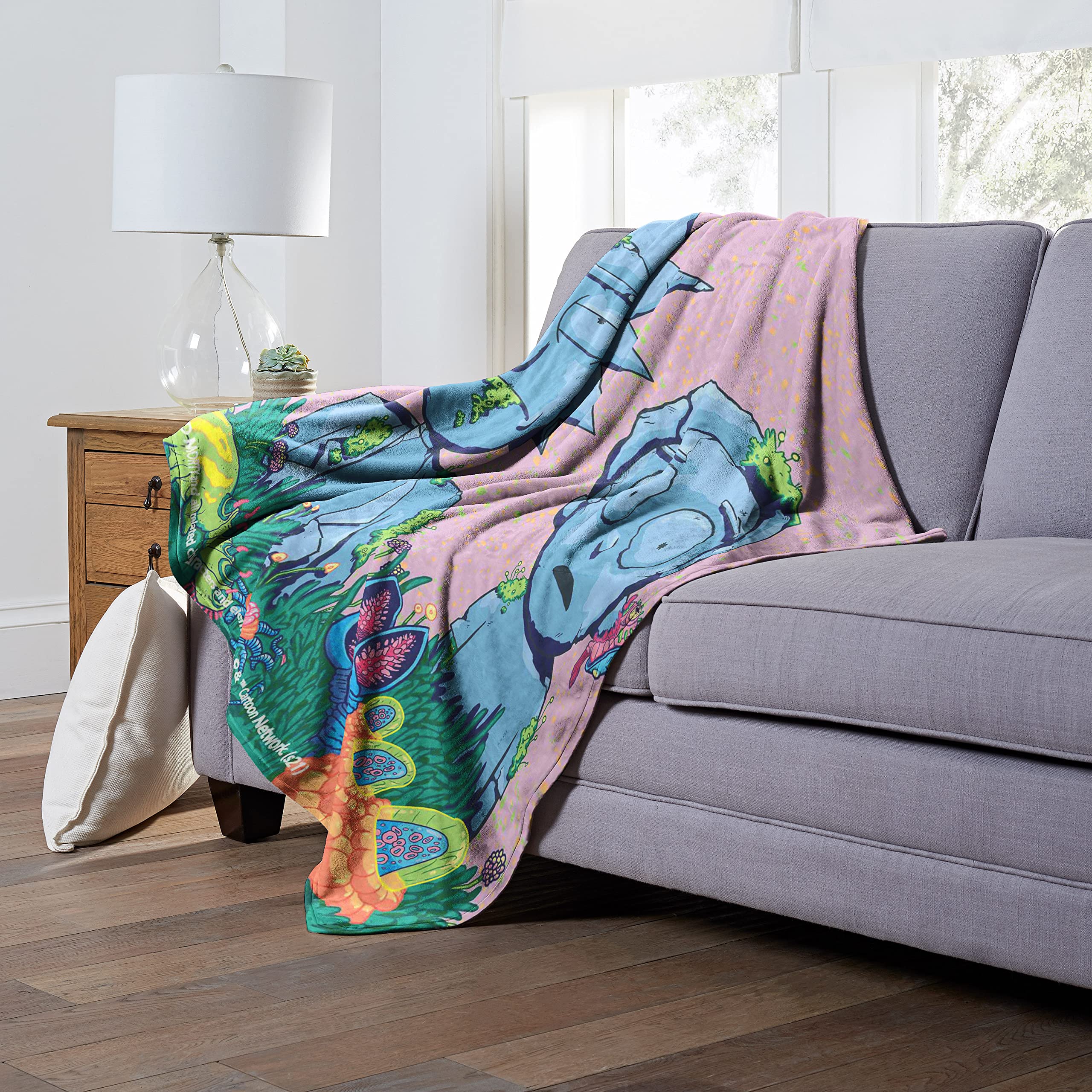 NORTHWEST Rick And Morty Überwurfdecke – 127x152 Cm, Holografisches Huhn-Motiv – Weich, Aus 100% Polyester – Für Couch & Bett