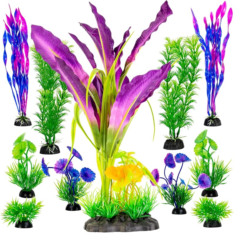 Plantas artificiais para aquário UNEAK em resina, conjunto com 11 peças