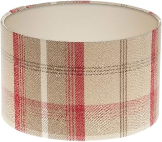 Balmoral Cranberry Tartan Check Drum Lampshade Champagne Inner