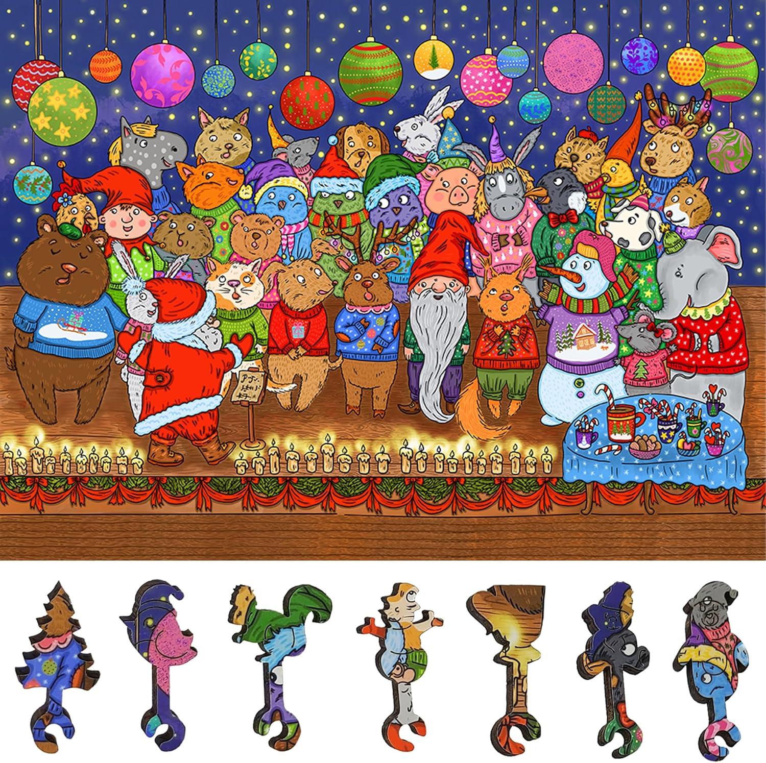 Large Format Wooden Puzzle for Adults and Seniors - Large Pieces Puzzle - Uniquely Shaped Pieces - Made in The USA by FoxSmartBox - 205 Pieces - The Christmas Choir