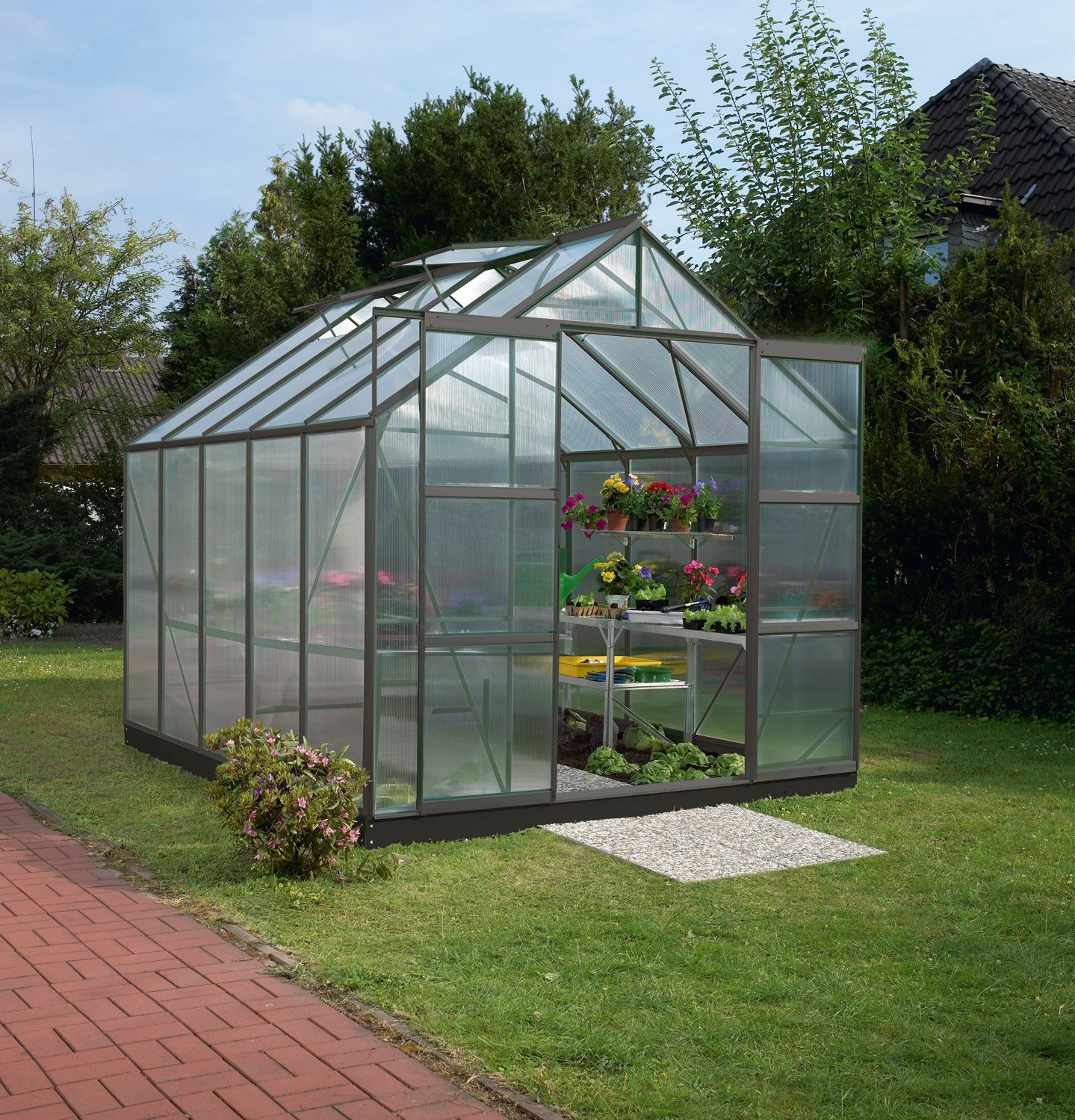 Vitavia Gewächshaus Mars 8300", schwarz, 8,3 m², 4 mm HKP | Wetterfestes & stabiles Treibhaus | Perfekt für Gemüse & Pflanzen | Robust & langlebig